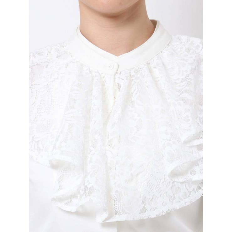 【♡新品タグ付き♡】ナイロン タスラン ラッフルカラー ブラウス／23区 40 ラッフルカラーブラウス[品番：MKSW0041966]｜dazzlin（ダズリン