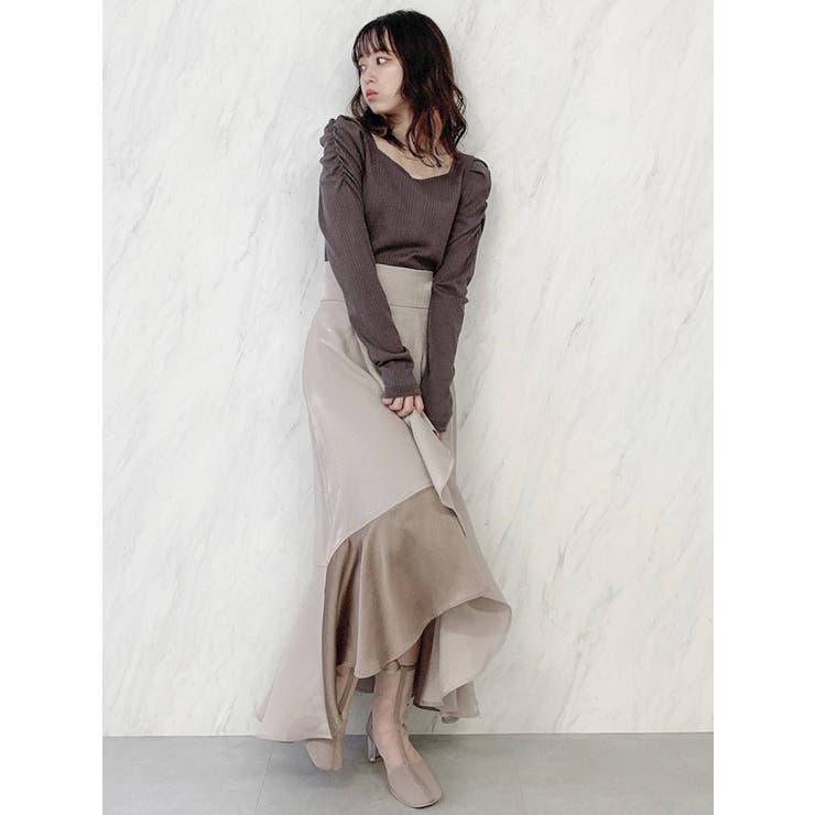 シャイニーラッフルフレアスカート[品番：MKSW0043100]｜dazzlin