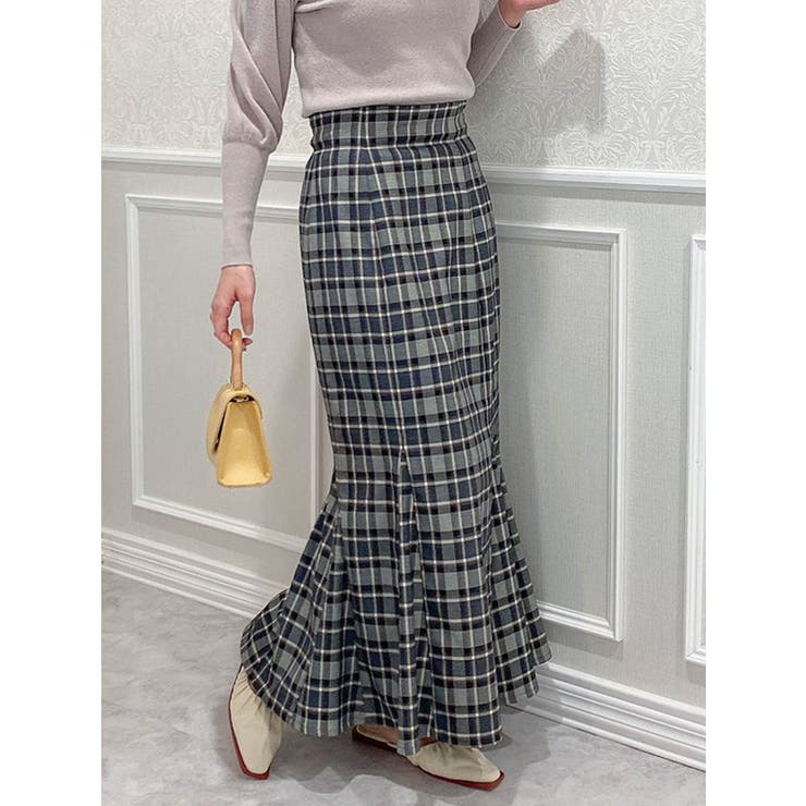 ハイウエストチェックマーメイドスカート[品番：MKSW0041973]｜dazzlin
