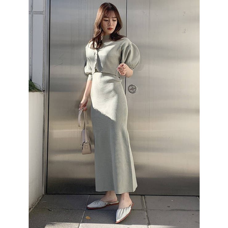 2ピースニットセットワンピース[品番：MKSW0043425]｜dazzlin