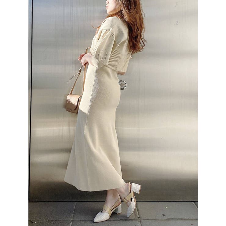 2ピースニットセットワンピース[品番：MKSW0043425]｜dazzlin