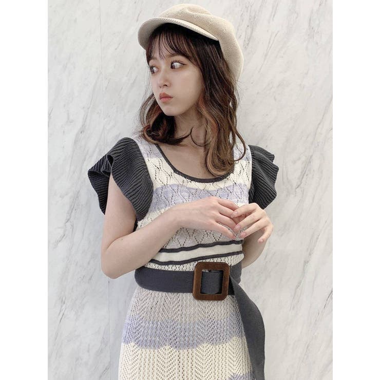 国内発送☆【HOBBS】フリル×バイカラー♪清楚シルクワンピース バイカラー衿金ボタンデザインワンピース(505467458) | SWINGLE