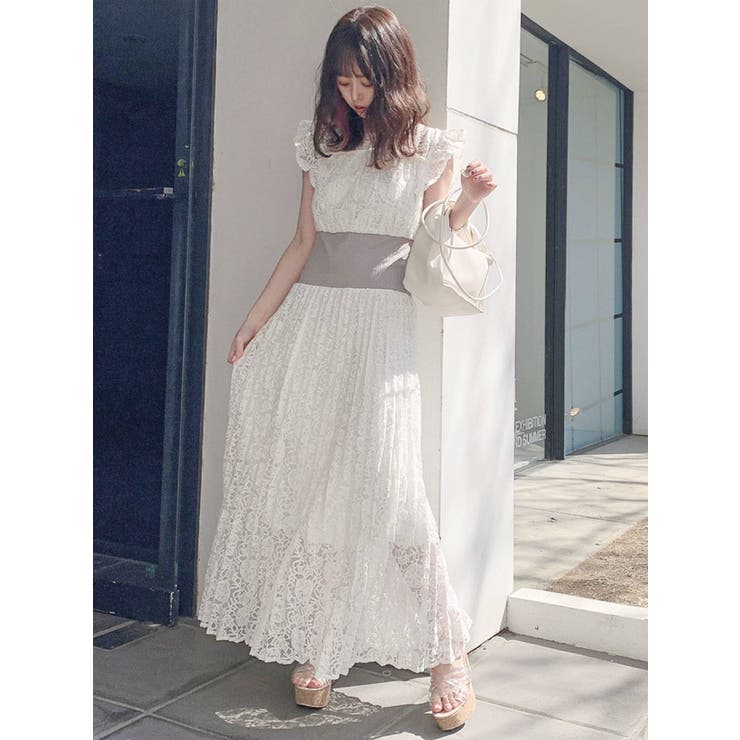 フリルリブマークプリーツワンピース[品番：MKSW0043891]｜dazzlin