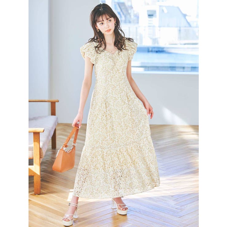 ギャザーバルーンレースワンピース[品番：MKSW0043893]｜dazzlin