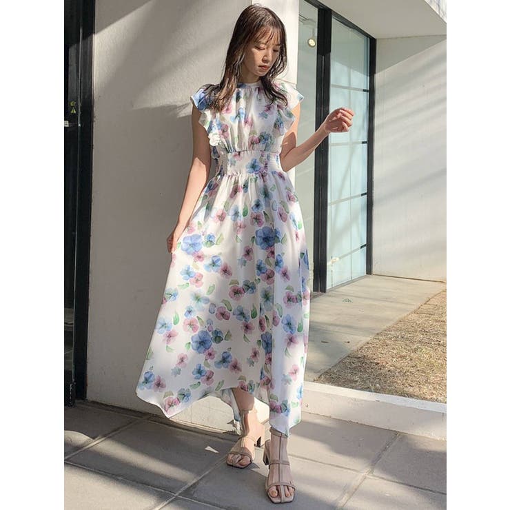 PRESSED FLOWERS ラッフルワンピース[品番：MKSW0044712]｜dazzlin