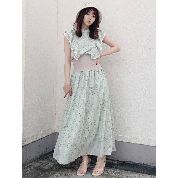 【sold out】美品✨タズリン☘ドーリーワンピ dazzlin - [今季 夏新商品] ラインアートリブノースリワンピース