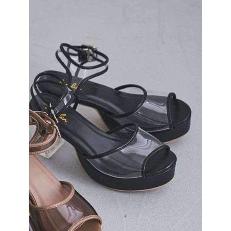 ブラック | パイピングクリアサンダル | dazzlin