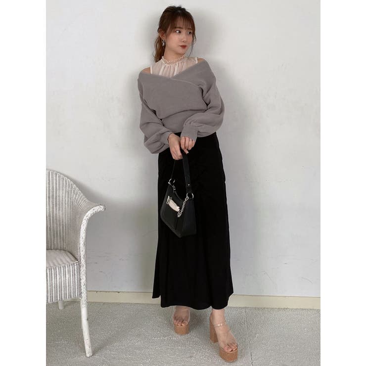 チュールレイヤードカシュクールニットⅡ[品番：MKSW0043608