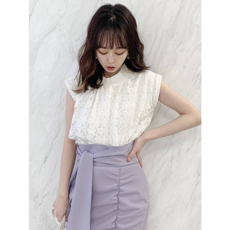 オフホワイト | ウエストリブニットトップス | dazzlin