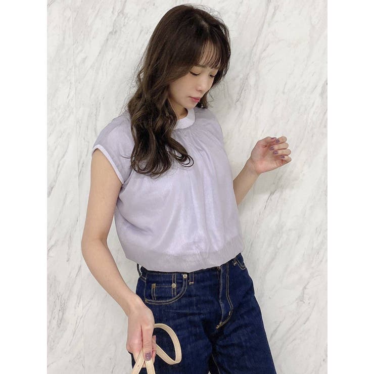 パープル | ウエストリブニットトップス | dazzlin