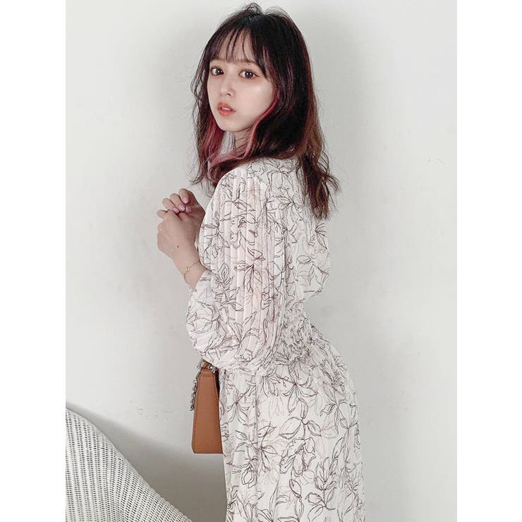 プリーツスリーブ5分袖ワンピース[品番：MKSW0043909]｜dazzlin