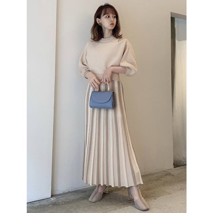 【美品】パーリーゲイツ 薄手ニット ワンピース ボーダー プリーツ スカート アウトフィッター2WAYスカート | PEARLY GATES（パーリーゲイツ