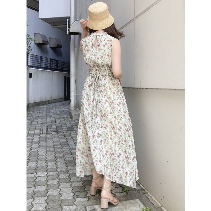 イリュージョンフラワーシャーリングワンピース[品番：MKSW0045227