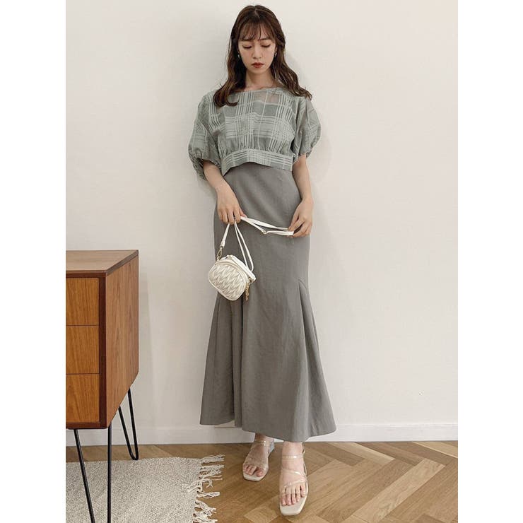 シアーチェックコンビセットワンピース[品番：MKSW0045622