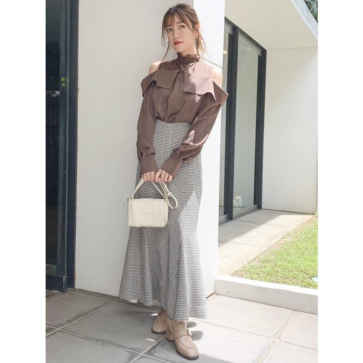 マリテフランソワジルボー アシンメトリー ストライプ カーキ スカート