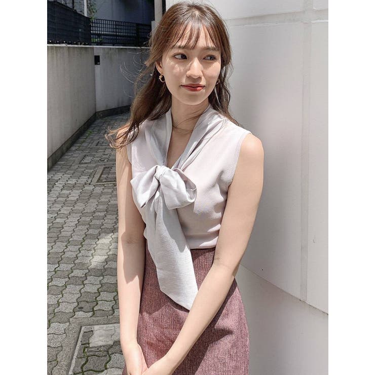 LOUIS VUITTON ボウタイニットトップス シースルー 半袖　S ボウタイノースリニットトップス[品番：MKSW0045034]｜dazzlin