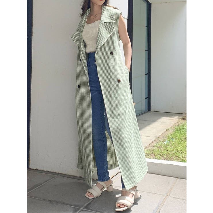 ロングトレンチベストジレ[品番：MKSW0045627]｜dazzlin