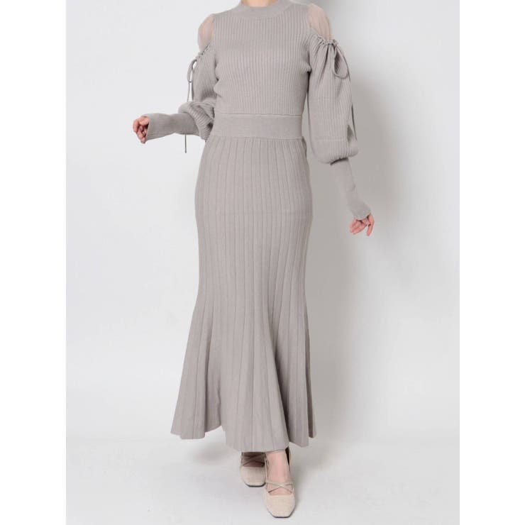 新品タグ付 アニュアンス フリルショルダーマーメイドワンピース 美品