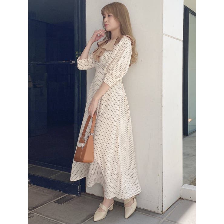 ラッフルカラーフレアワンピース[品番：MKSW0045629]｜dazzlin