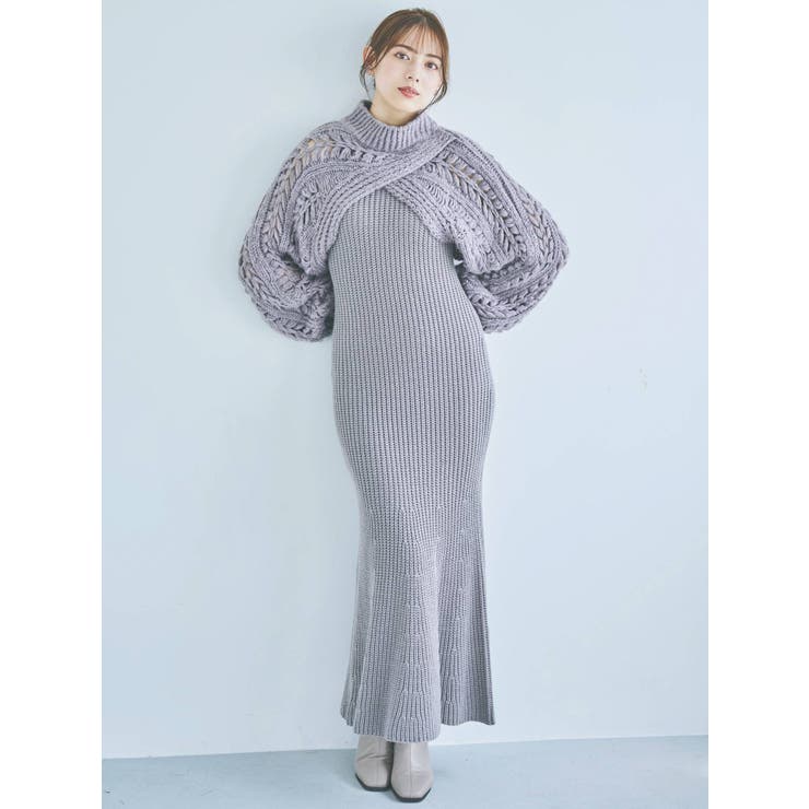 2WAYクロップドニットワンピース[品番：MKSW0046115]｜dazzlin