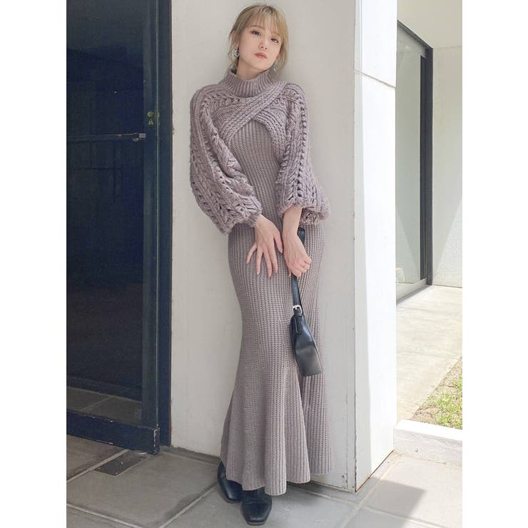 2WAYクロップドニットワンピース[品番：MKSW0046115]｜dazzlin