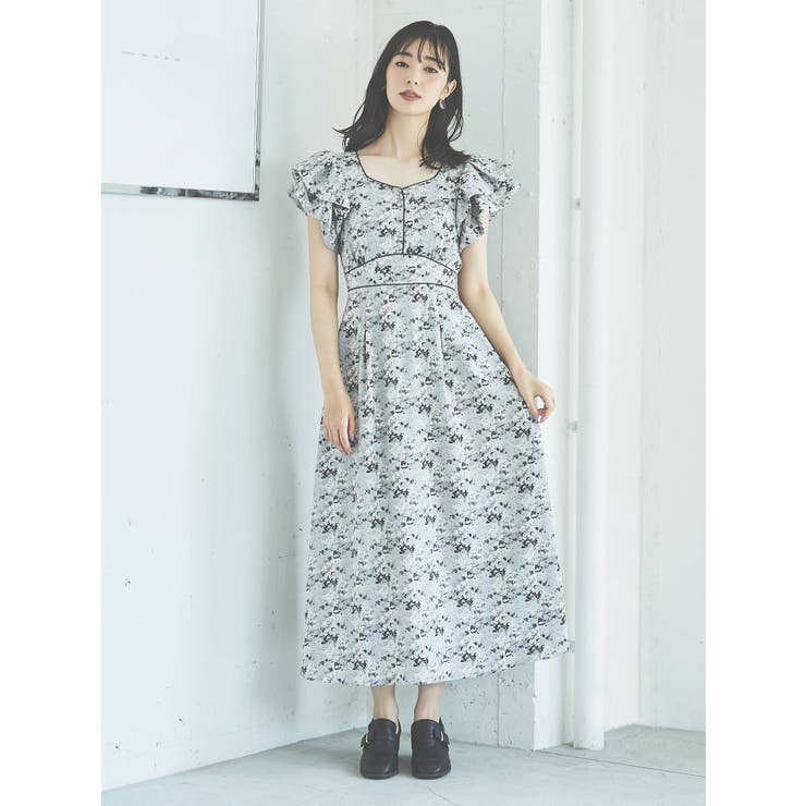 ラッフルパフパイピングワンピース[品番：MKSW0045632]｜dazzlin