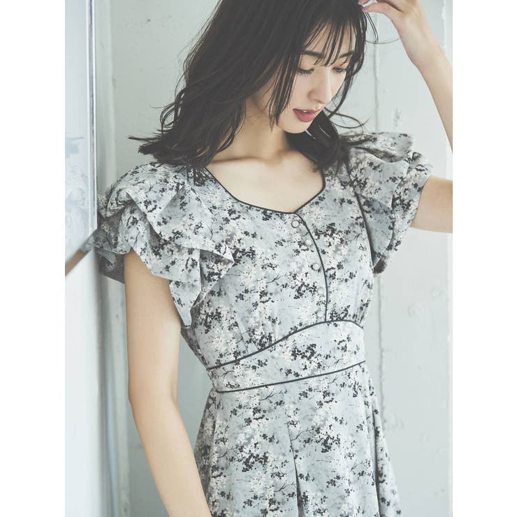 ラッフルパフパイピングワンピース[品番：MKSW0045632]｜dazzlin