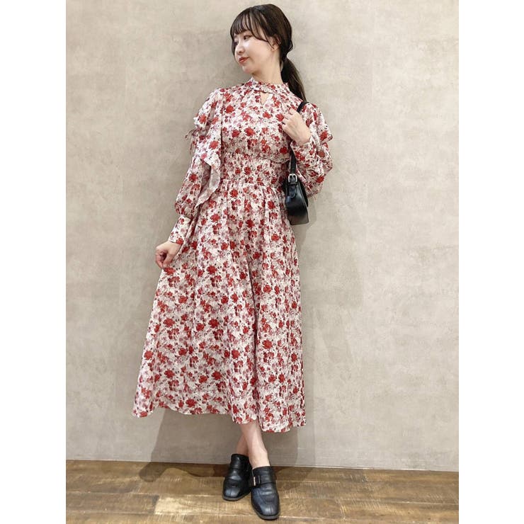 NewﾌﾗﾝｽﾌﾞﾗﾝﾄﾞBILLIEBLUSH上品なスパンコールフリルワンピース シャドウフラワーアートフリルワンピース[品番：MKSW0046873