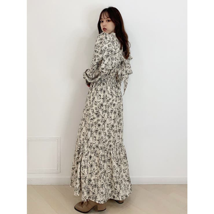 dazzlin　バックリボン花柄ワンピース dazzlin（ダズリン）の「バックリボンプリントワンピース