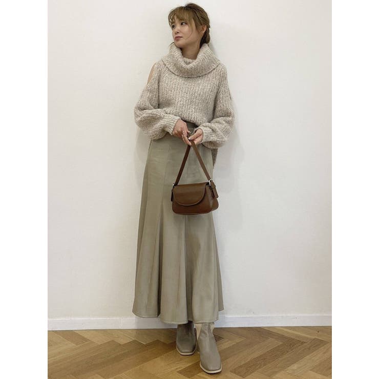 吉田朱里コラボ】ショルダーオープンラメニットトップス[品番