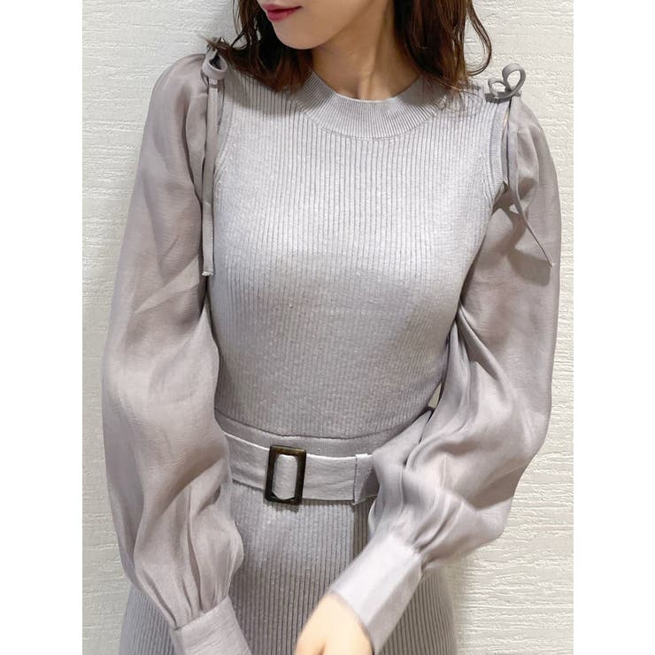 2WAYリボンスリーブニットワンピース[品番：MKSW0046502]｜dazzlin