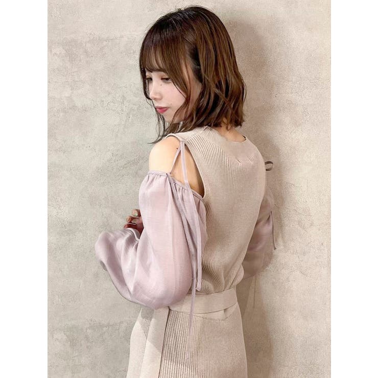 2WAYリボンスリーブニットワンピース[品番：MKSW0046502