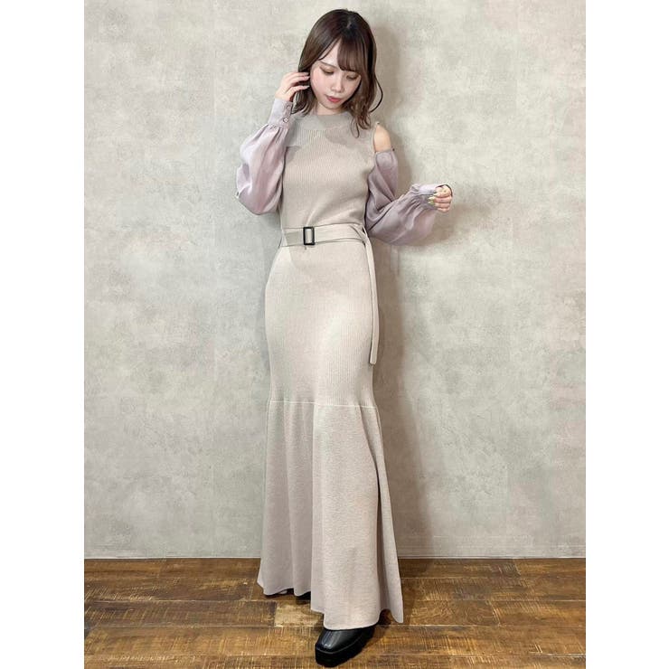 dazzlin 2WAYスリーブバリエーションレースドレス （グレー