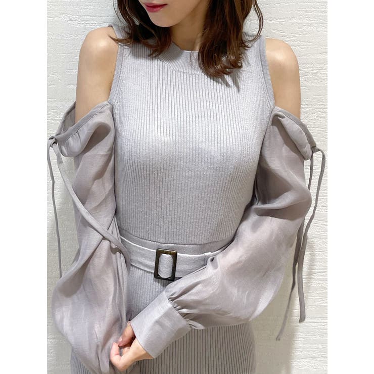 2WAYリボンスリーブニットワンピース[品番：MKSW0046502