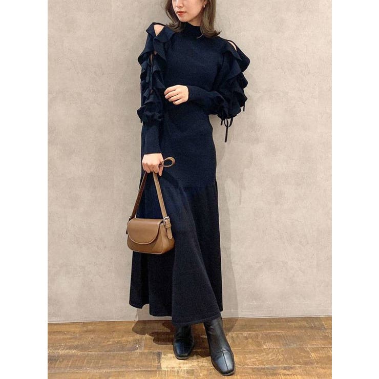 さくらんぼとリボン レースニットのフリフリワンピース見本 華やか