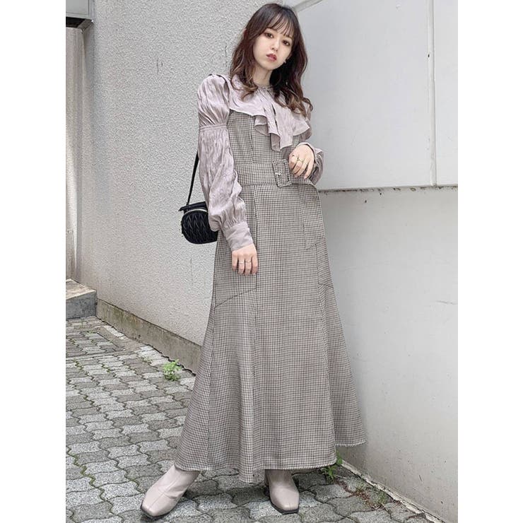 ケープカラードッキングワンピース[品番：MKSW0048202]｜dazzlin