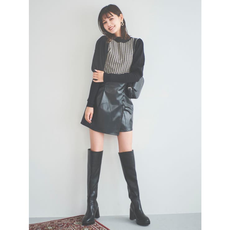 千鳥パフスリーブニットトップス[品番：MKSW0047681]｜dazzlin