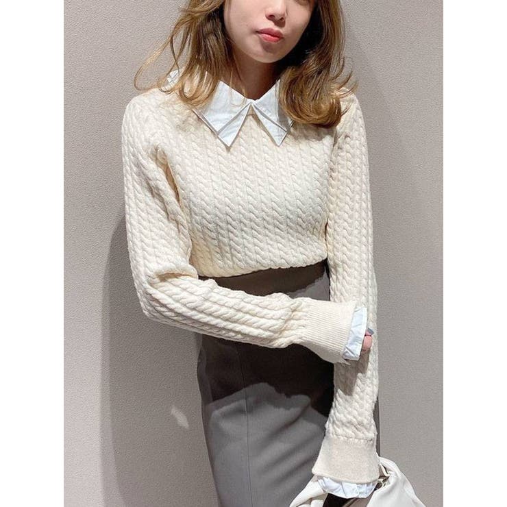 ケーブルシャツドッキングニット[品番：MKSW0048929]｜dazzlin