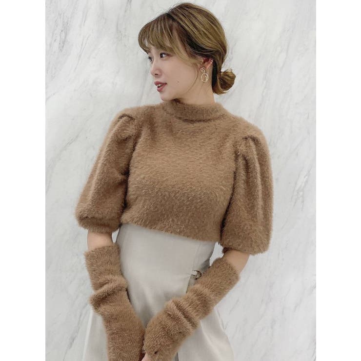 シャギーアームウォーマーニットトップス[品番：MKSW0048217