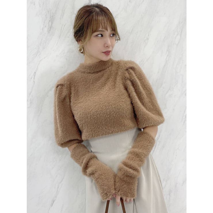 シャギーアームウォーマーニットトップス[品番：MKSW0048217]｜dazzlin