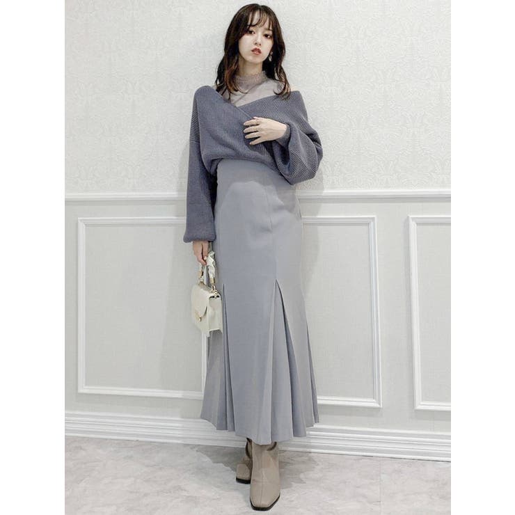 チュールレイヤードカシュクールニット[品番：MKSW0048335