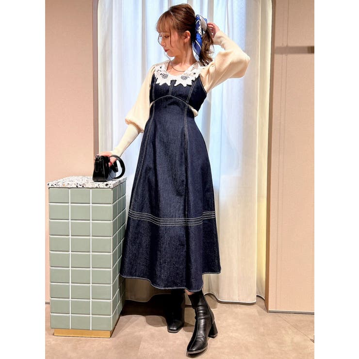 dazzlin（ダズリン）の「レースカラーコンパクトニットトップス