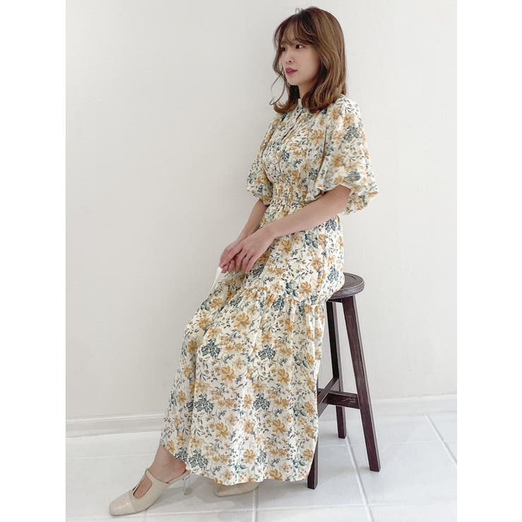 アネモネバルーンフラワーワンピース[品番：MKSW0049754