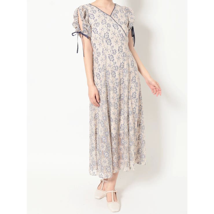 ダズリン dazzlin バックリボンティアードコンビワンピース