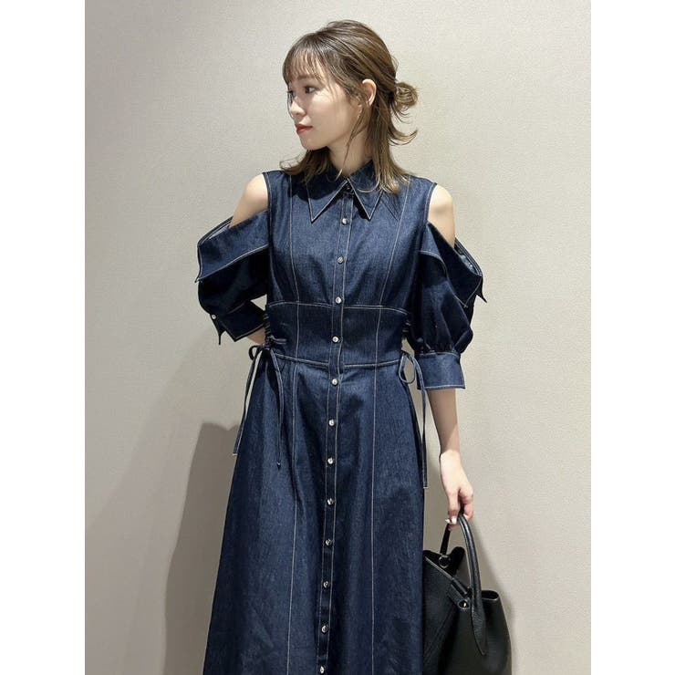 オープンショルダーデニムステッチワンピース | dazzlin | 詳細画像30 