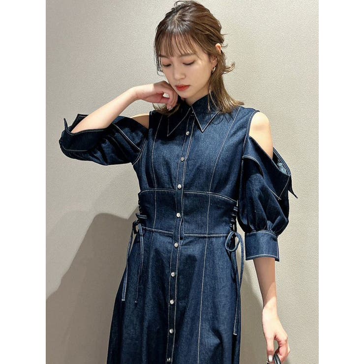 オープンショルダーデニムステッチワンピース | dazzlin | 詳細画像32 