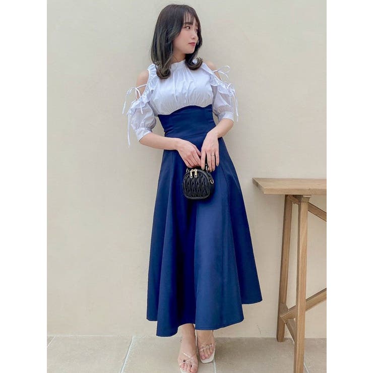 フリルコルセットフレアワンピース[品番：MKSW0050110]｜dazzlin