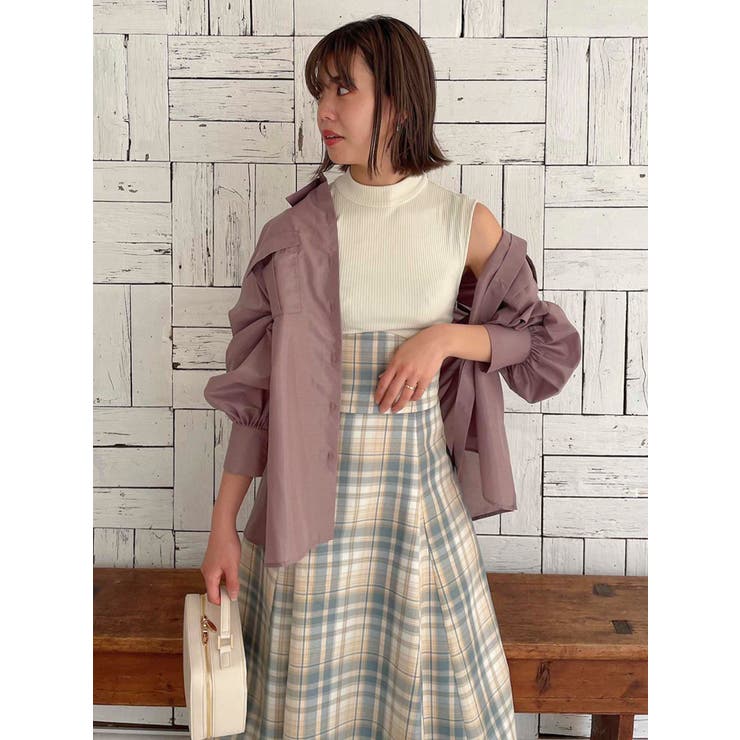 WEB限定】チェックノースリーブコルセットワンピース[品番