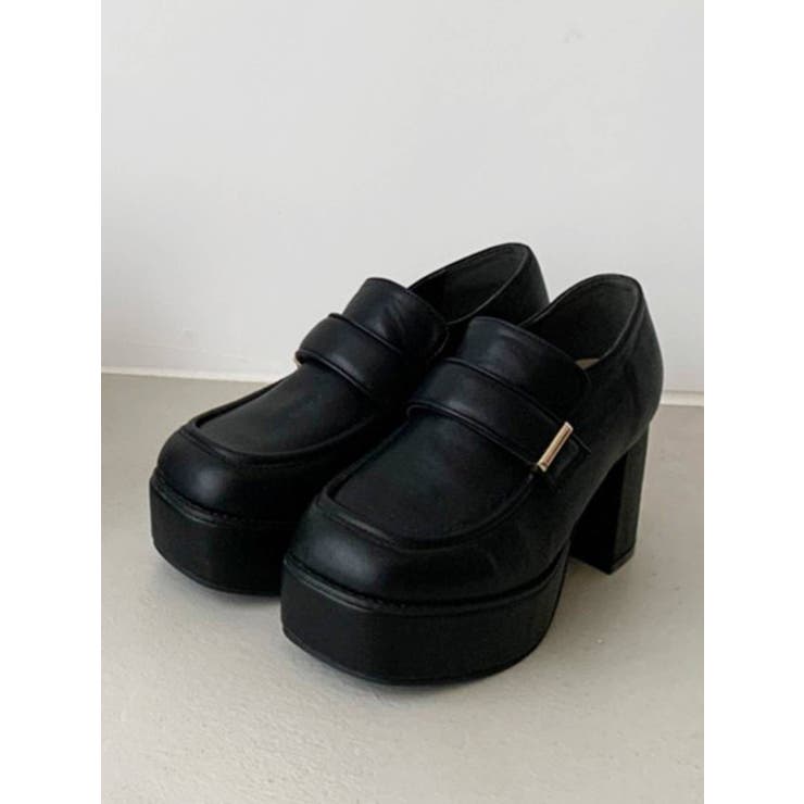 ブラック | スクエアトゥチャンキーローファー | dazzlin