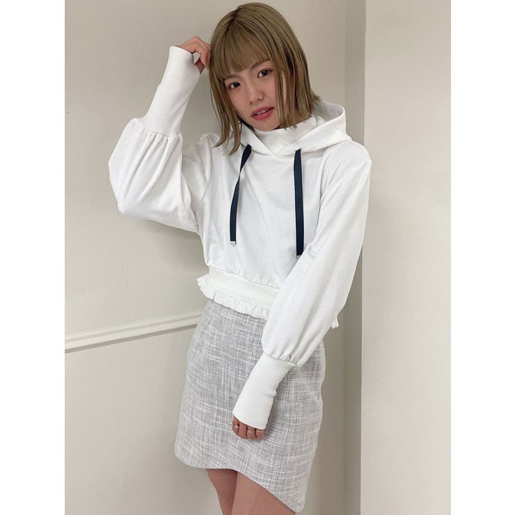 オフホワイト | ショートレイヤードフーディ | dazzlin